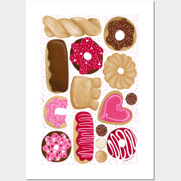 Donuts Party - yummy allover pattern design with sprinkles Wall Art by Steph Calvert Art